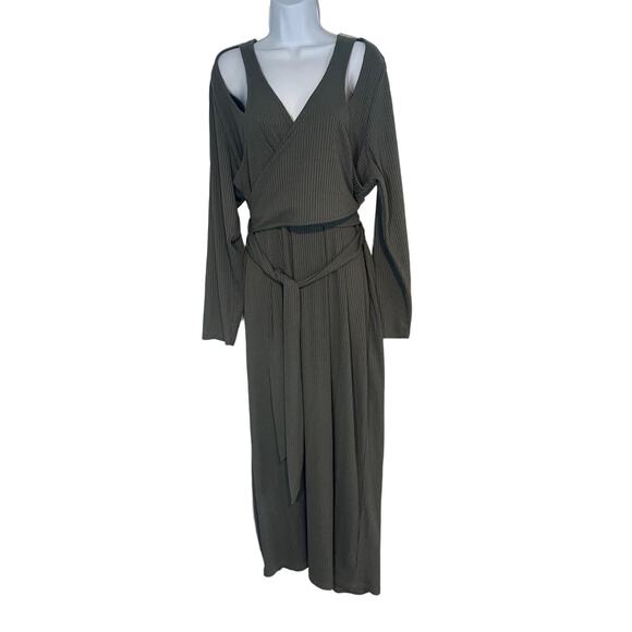 Eloquii Dresses & Skirts - Eloquii Ribbed Maxi Wrap Dress with Cut Outs Size 26/28 Adjustable Stretch Sexy